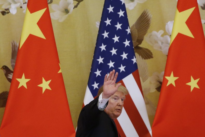 Donald Trump Waves at Crowd in Beijing