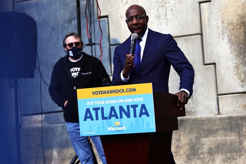 Democrat Reverend Raphael Warnock Speaks During Campaign
