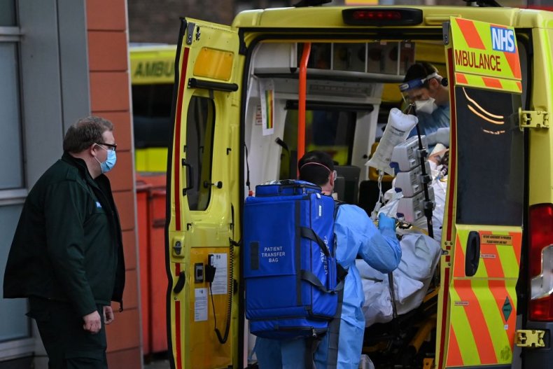 COVID patient in ambulance atRoyal London Hospital