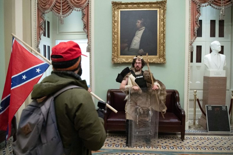 Trump supporter with Confederate flag