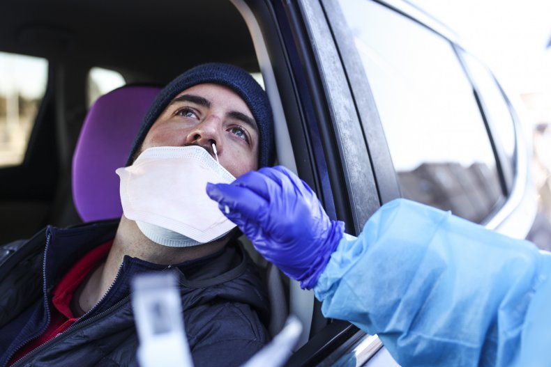 Man receives a COVID test in Colorado