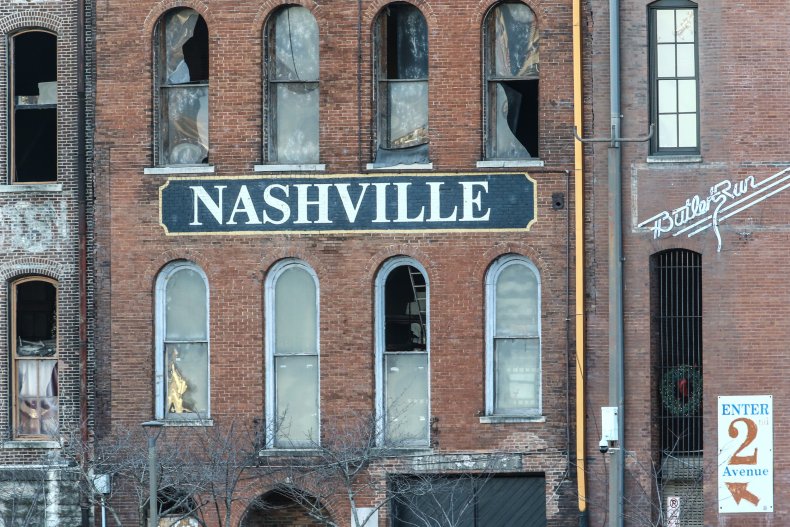 Damage sustained to building in Nashville explosion
