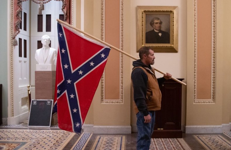 Trump supporters with Confederate flag