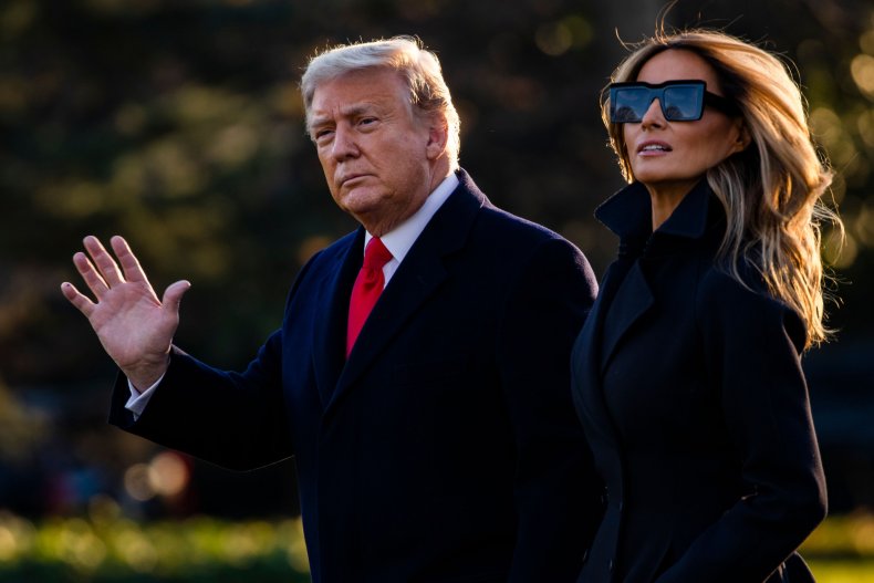Melania Trump walks with Donald Trump