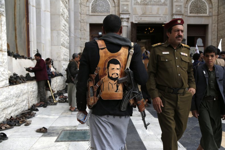 Yemen Houthi fighter pictured in Sanaa