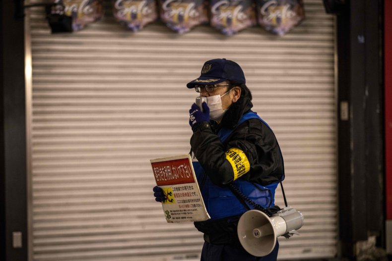 Police officer in Tokyo during lockdown