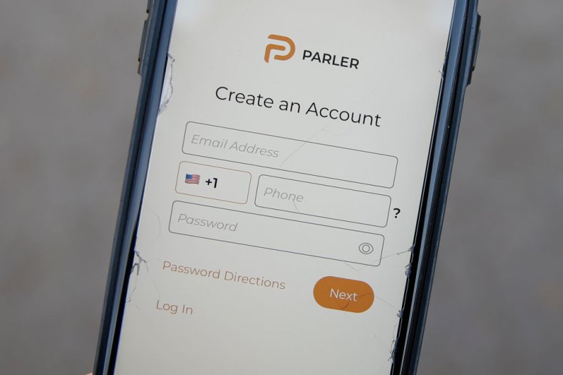 The Parler app on an iPhone