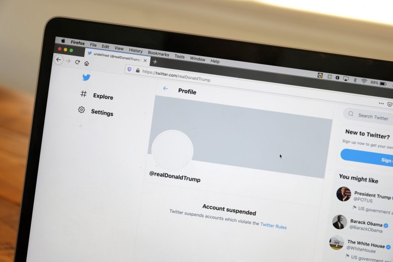 Donald Trump Twitter ban on laptop screen