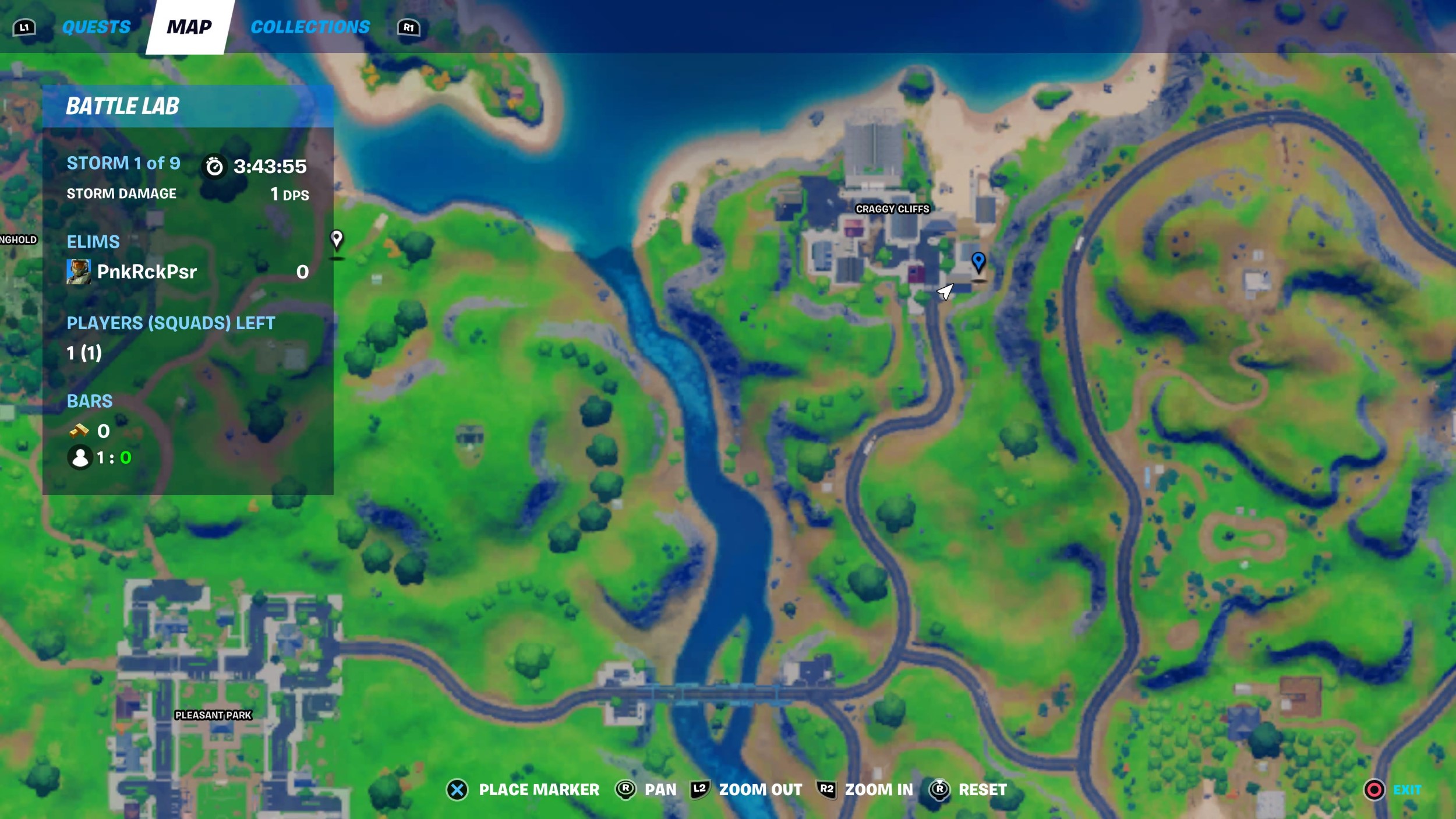 location of the center of fortnite 1 map
