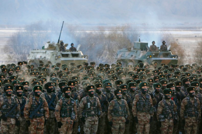 Chinese Military Trains In Cold Weather