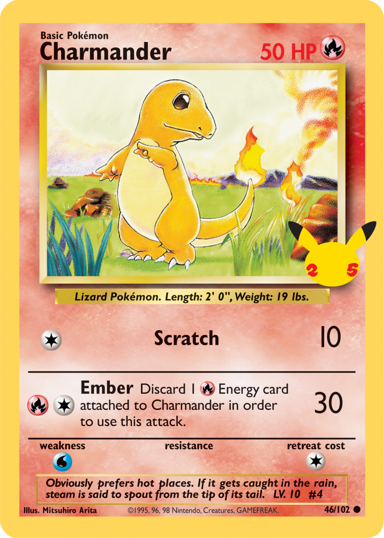 The re-release of the Charmander Pokemon trading card for the 25th annivers...