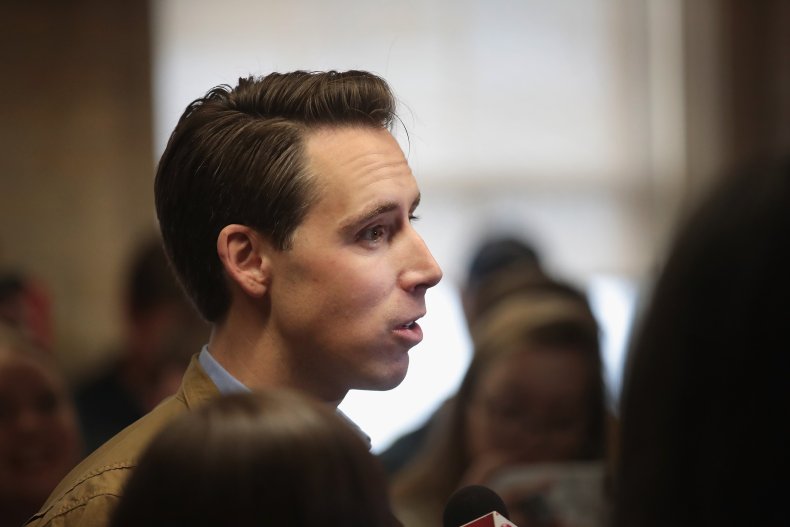 Josh Hawley speaks to supporters