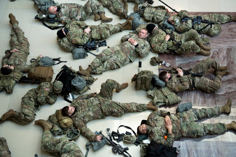 National guard sleep on Capitol floor