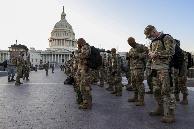U.S. National Guard arrive at U.S. Capitol