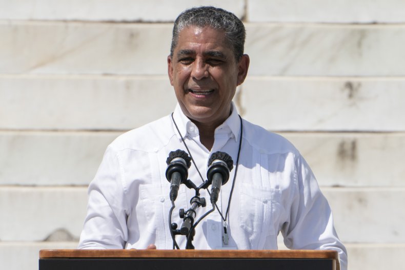 Rep. Adriano Espaillat speaks at a protest