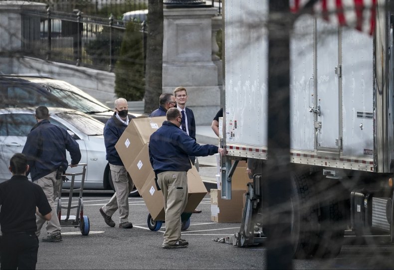 Truck being loaded at the White House