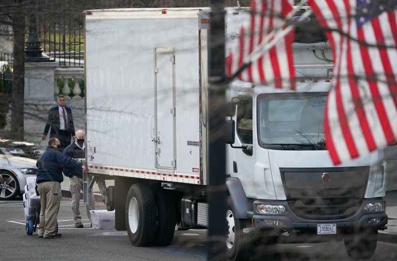 Truck being loaded at the White House