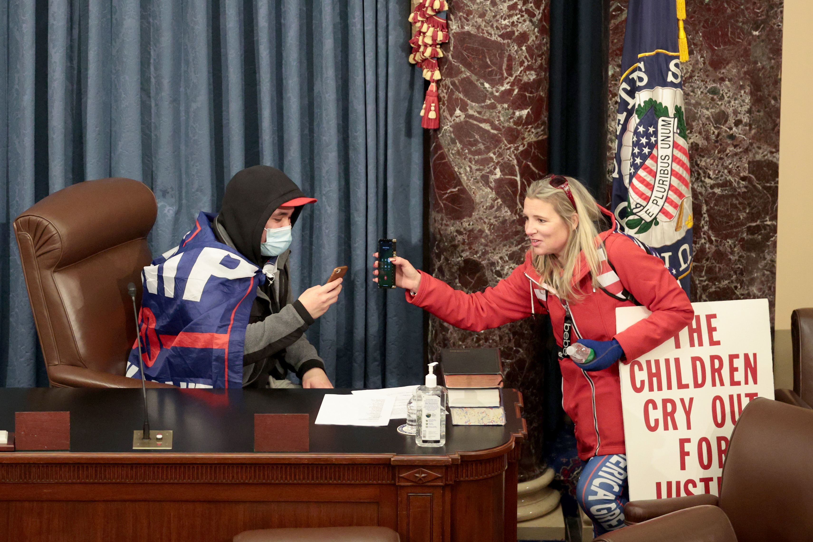 Christine Priola, Capitol Rioter, seen at Mike Pence’s desk, leaves school at QAnon Rant