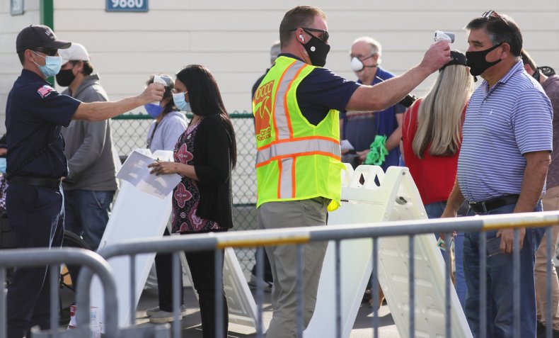 people queue for covid vaccine