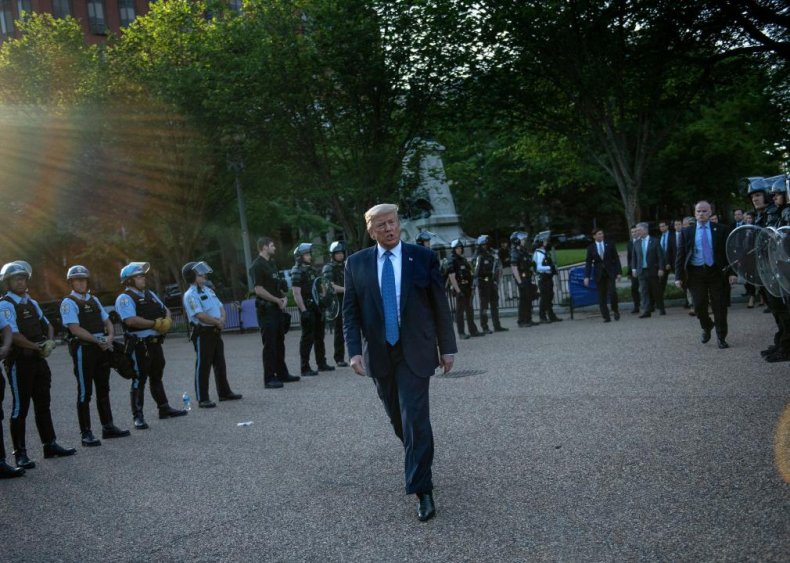 Clearing protesters for a photo op