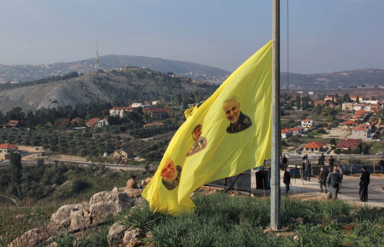 hezbollah, soleimani, flag, border, lebanon, israel