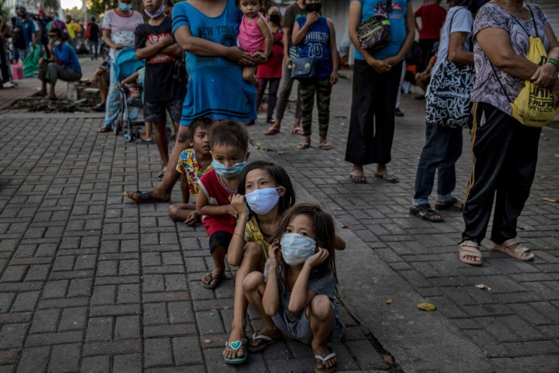 Children at food bank in Manila, Philippines
