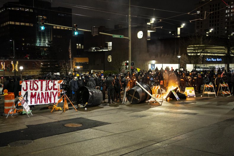 Protesters gather in downtown Tacoma