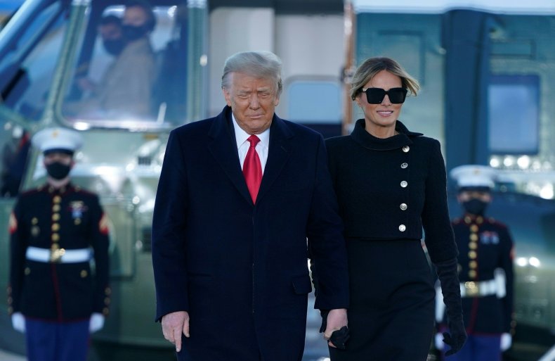 Donald and Melania Trump descend Marine One