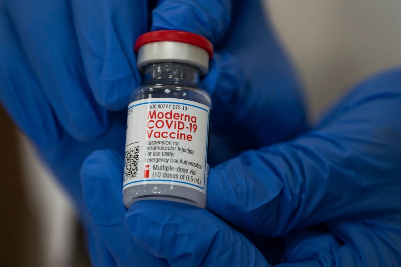 A vial of the Moderna COVID-19 vaccine