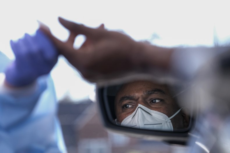 man receiving covid test in los angeles