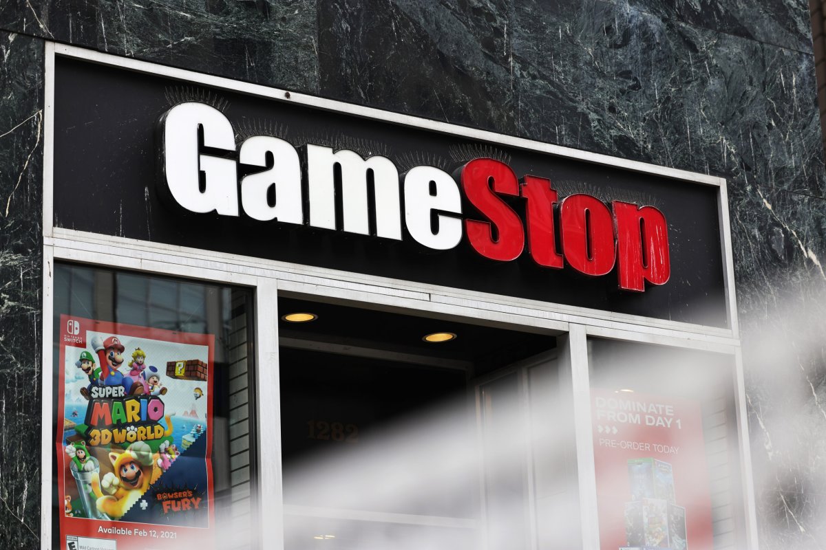 A GameStop sign in New York