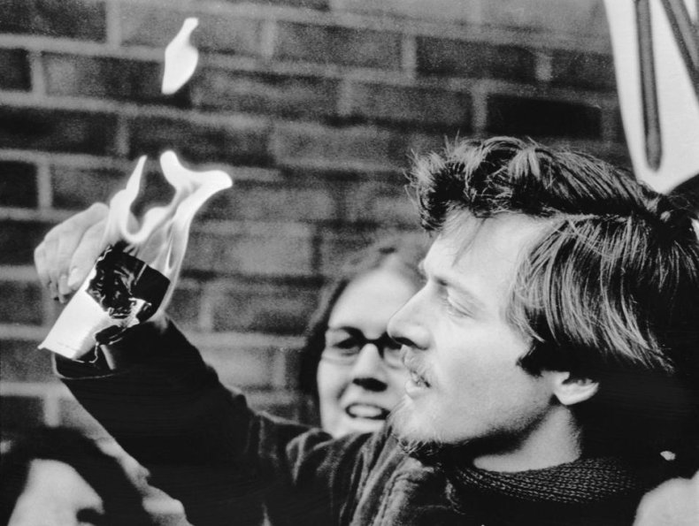 Draft cards go up in smoke
