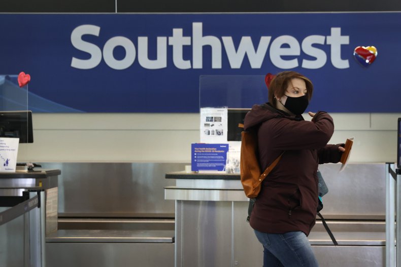 Passengers Check in for Southwest Airlines Flights