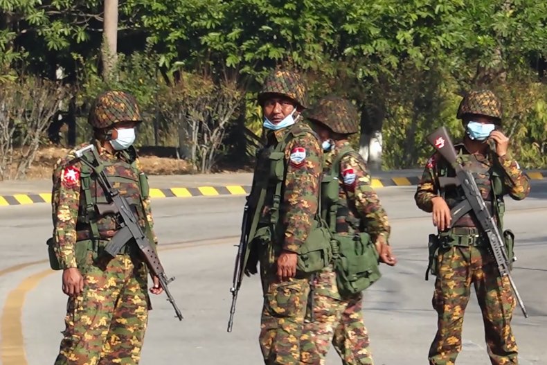 Myanmar soldiers in Naypyidaw after coup arrests