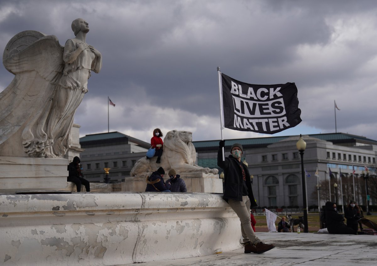 A Black Lives Matter protester outside Capitol