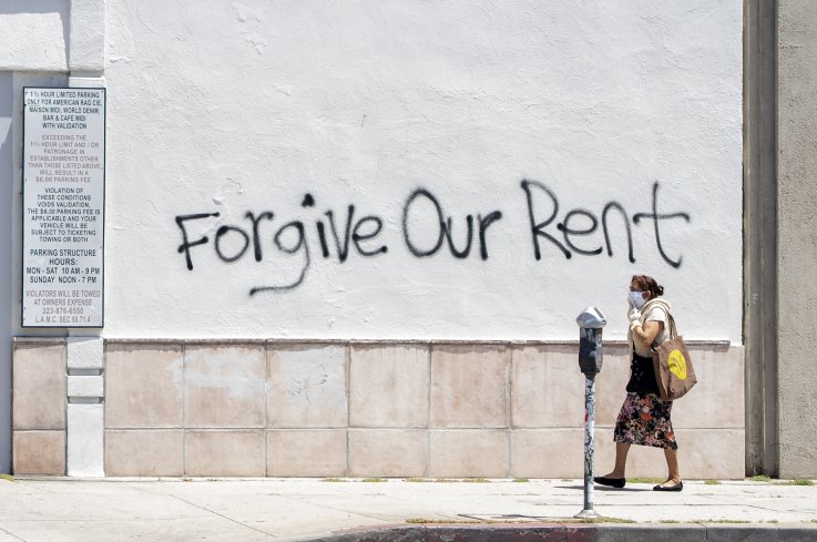 "Forgive our rent" graffiti