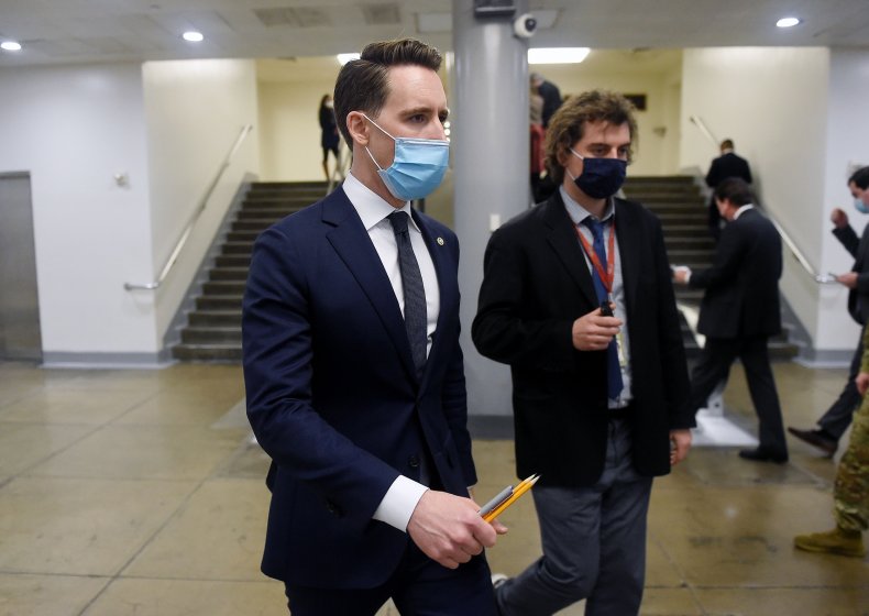 Josh Hawley pictured in Capitol subway