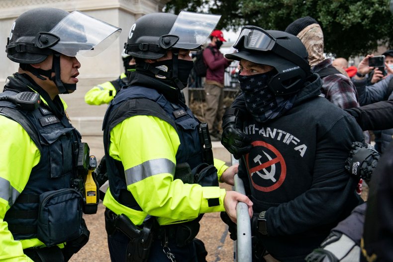 A protester outside the U.S. Capitol