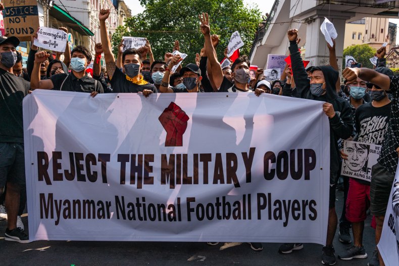 myanmar coup protests demonstrations military