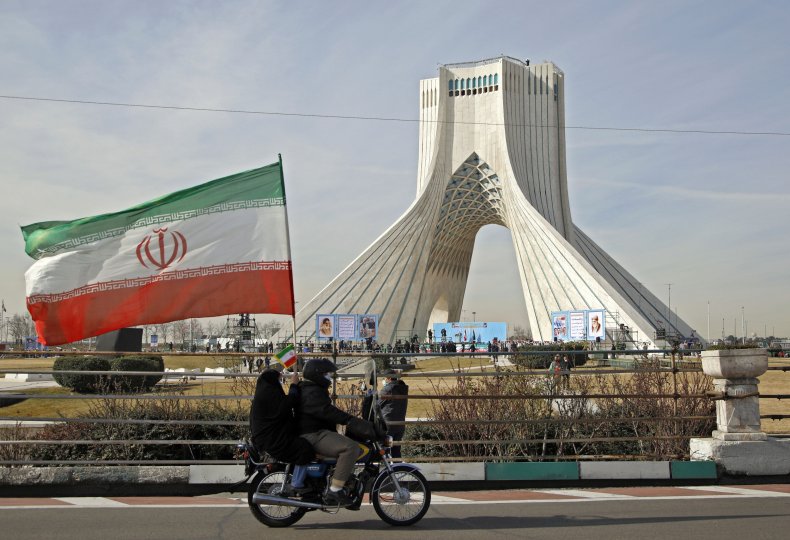 Iranians pictured in Tehran on national day