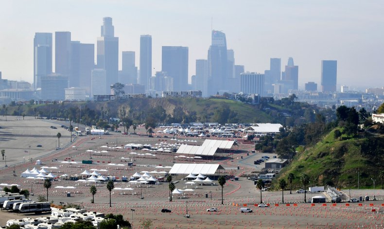 COVID-19 vaccination site at Dodger Stadium