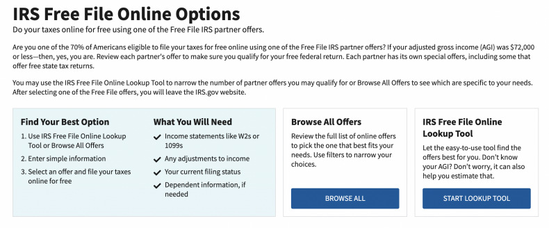 IRS free filing