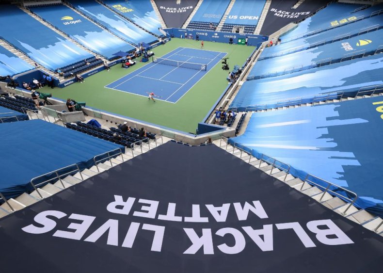 Black Lives Matter signage in Louis Armstrong Stadium