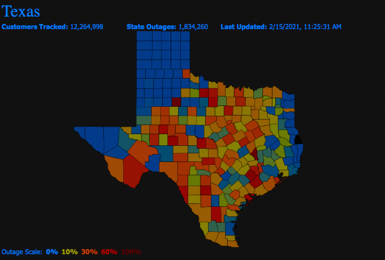 Power outage map Texas