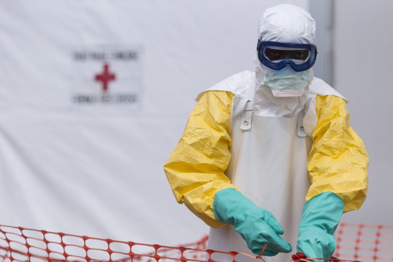 Health worker at Ebola center in Guinea