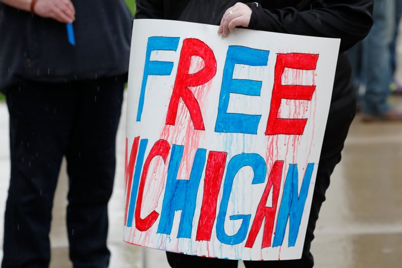 Free Michigan sign during coronavirus protest