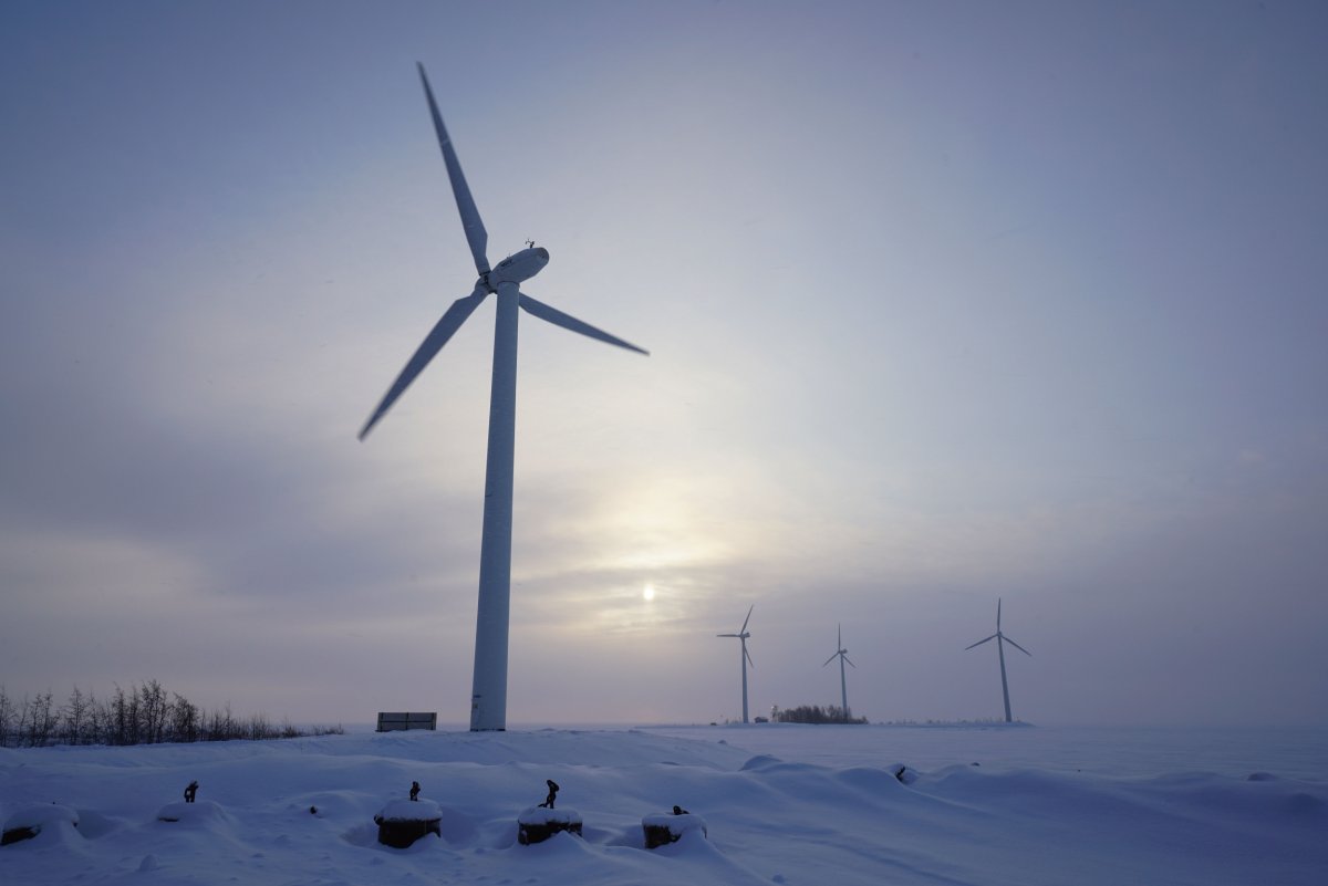 Wind turbine in snowy conditions