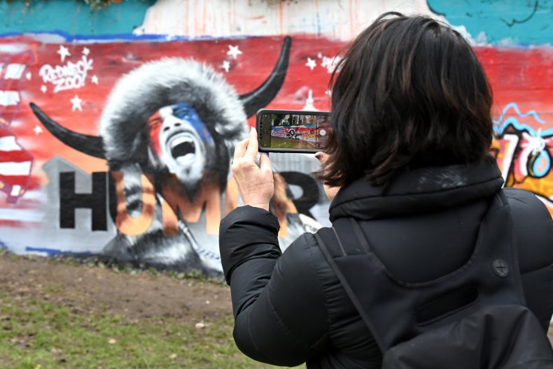 Capitol riot mural on wall in Kent,UK