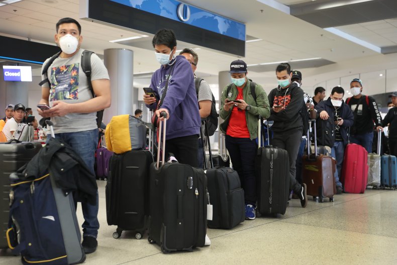 Passengers at Dulles International Airport