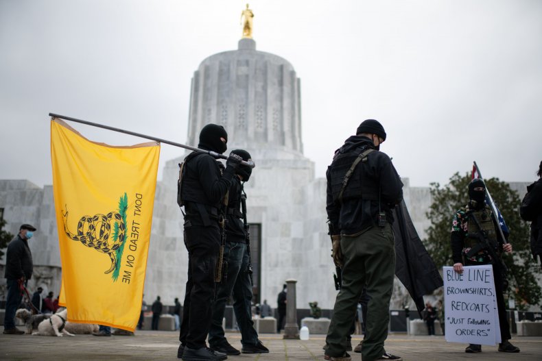 Boogaloo Boys at Salem capitol in Oregon